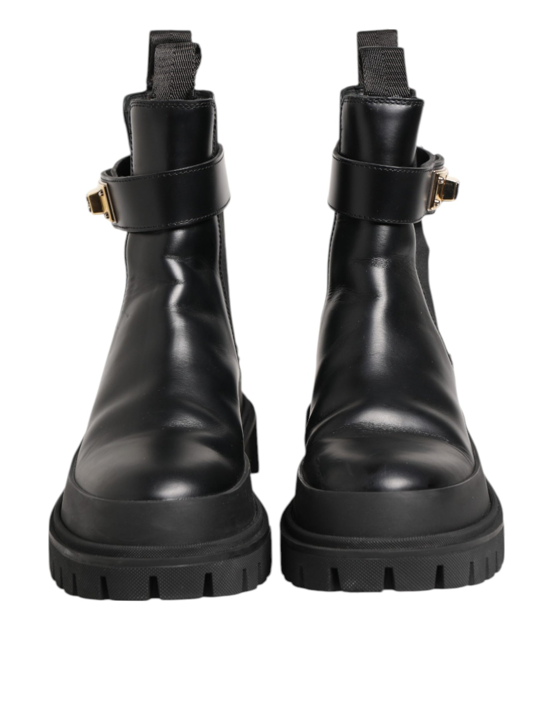 Black Calfskin DG Logo Strap Ankle Boots Shoes