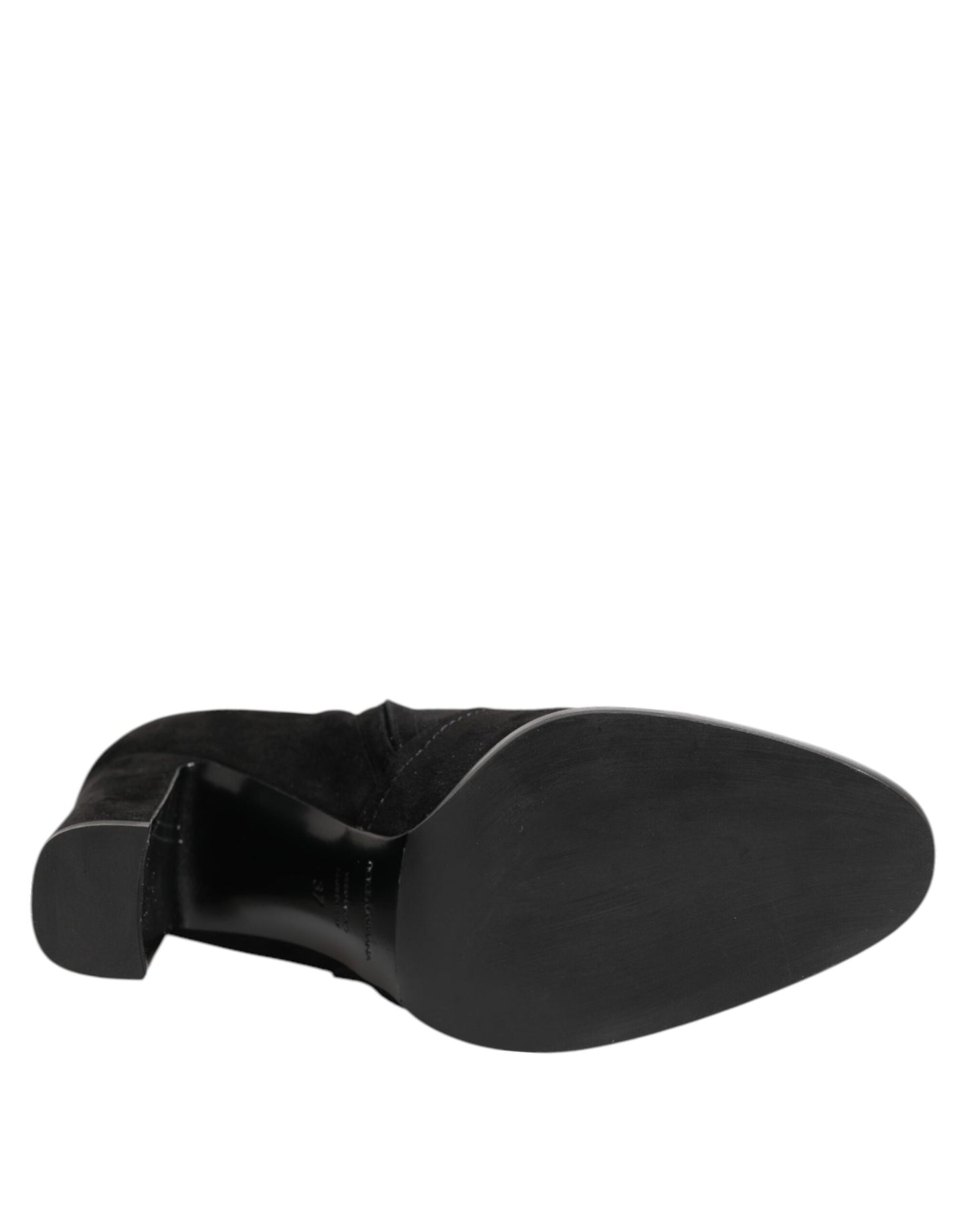 Black Suede Leather Mid Calf Boots Shoes