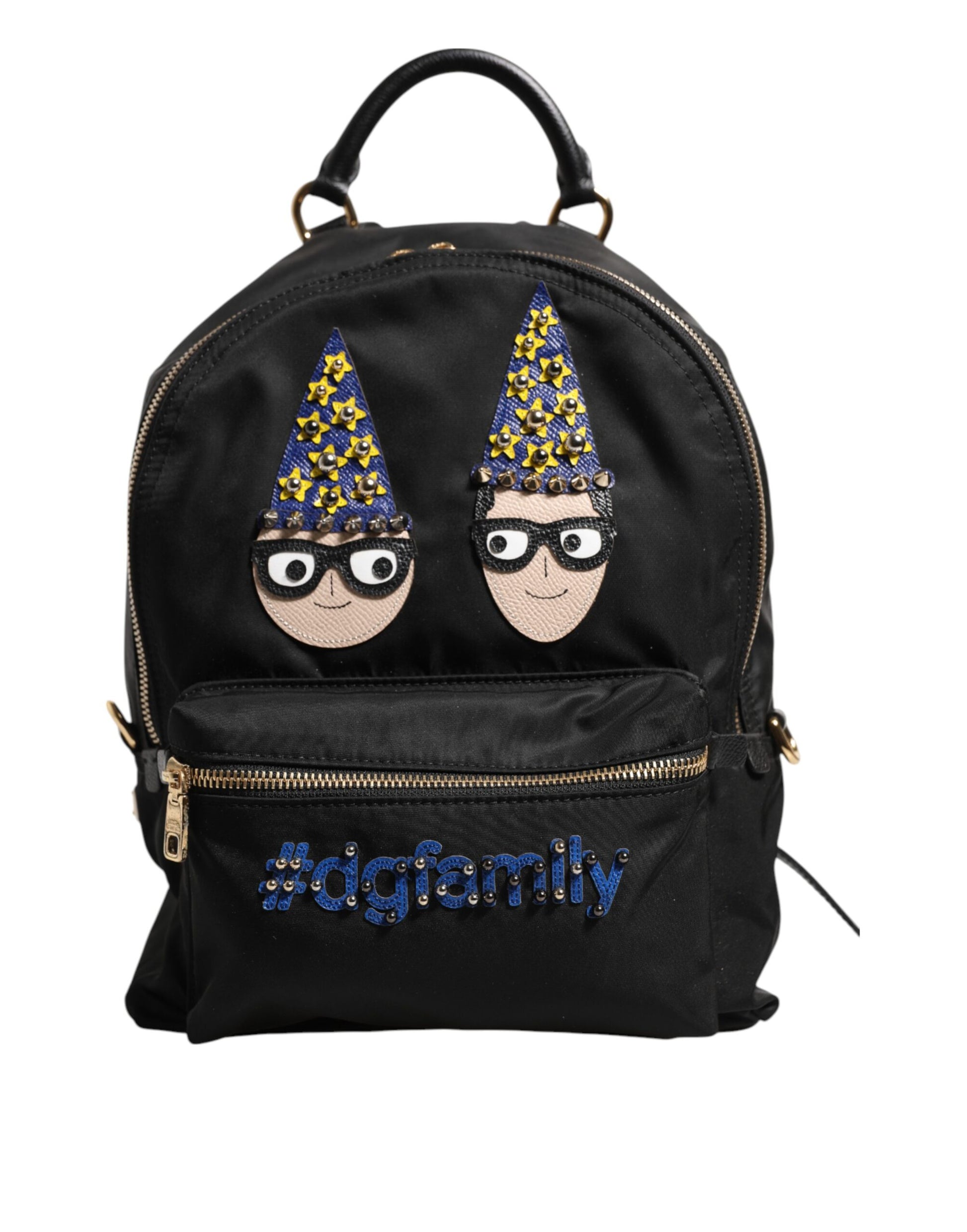 Black Nylon #DGFAMILY VULCANO Embellished Backpack Bag
