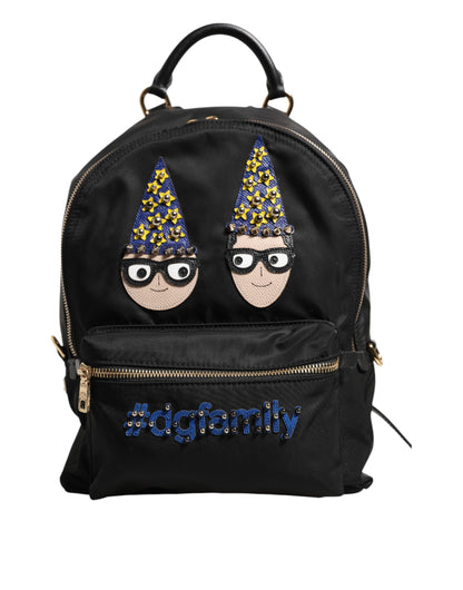 Black Nylon #DGFAMILY VULCANO Embellished Backpack Bag