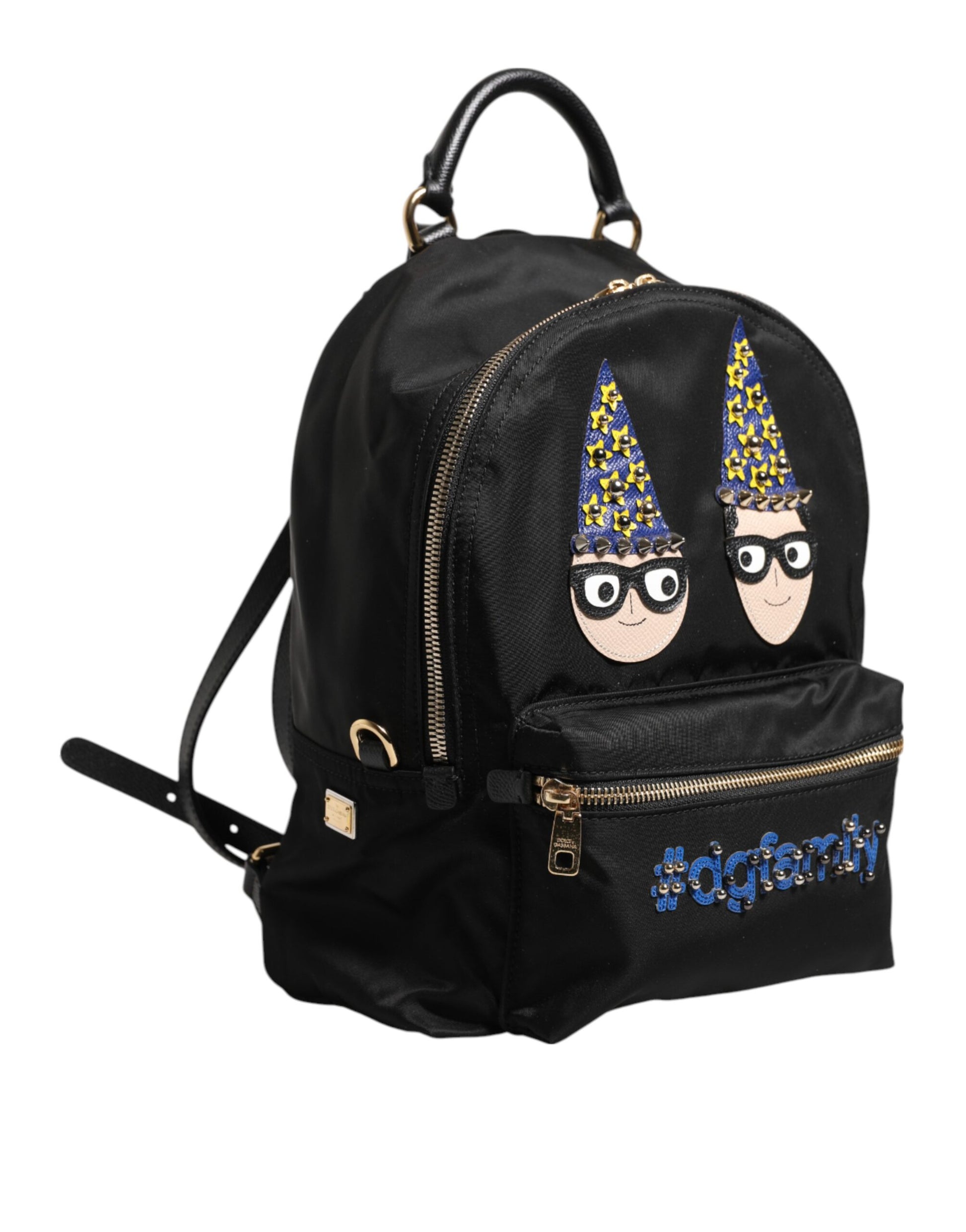 Black Nylon #DGFAMILY VULCANO Embellished Backpack Bag