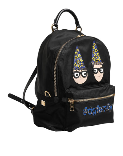 Black Nylon #DGFAMILY VULCANO Embellished Backpack Bag