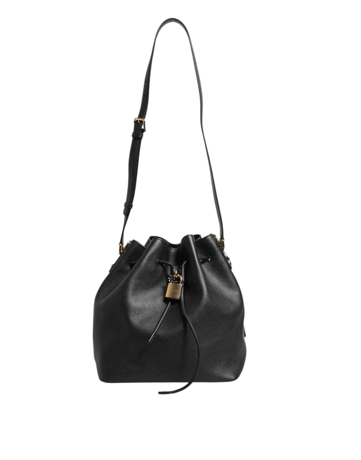 Black Leather Shoulder Crossbody Bucket DOLCE Bag