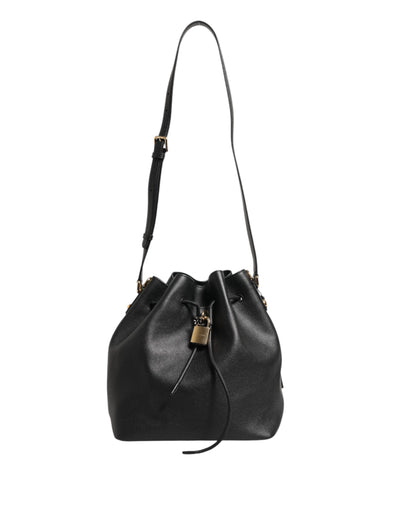 Black Leather Shoulder Crossbody Bucket DOLCE Bag
