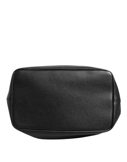 Black Leather Shoulder Crossbody Bucket DOLCE Bag