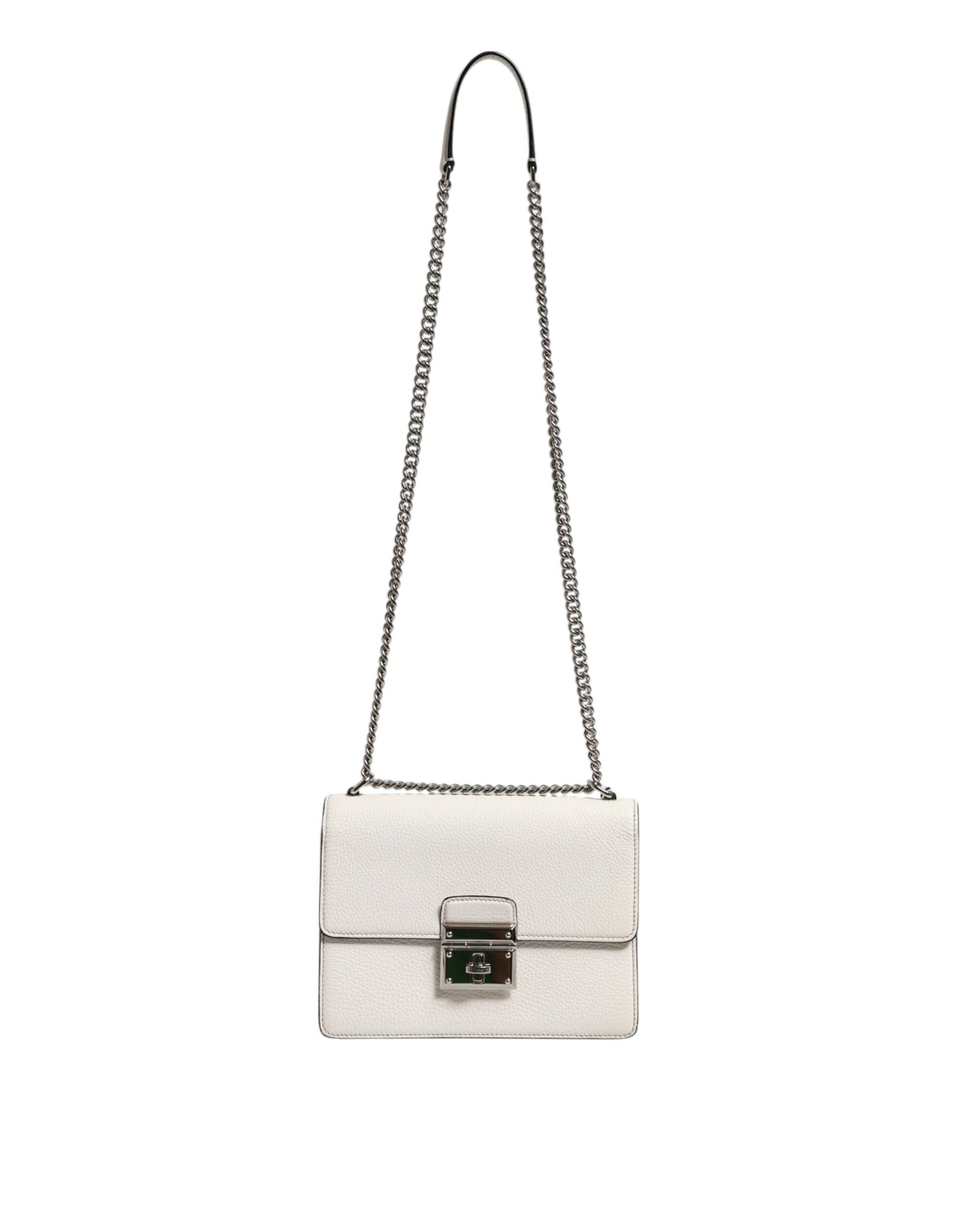 White Rosalia Small Calfskin Chain Shoulder Strap Bag