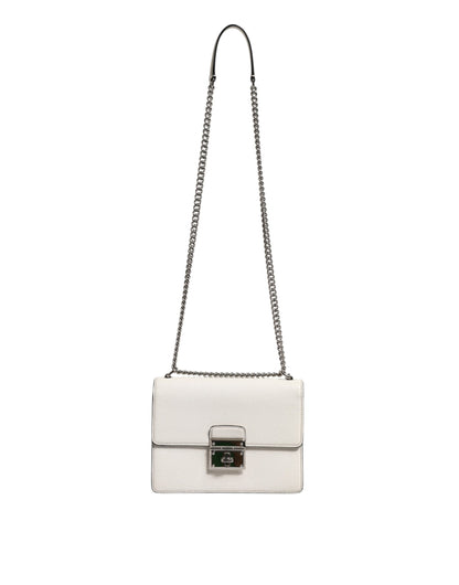 White Rosalia Small Calfskin Chain Shoulder Strap Bag
