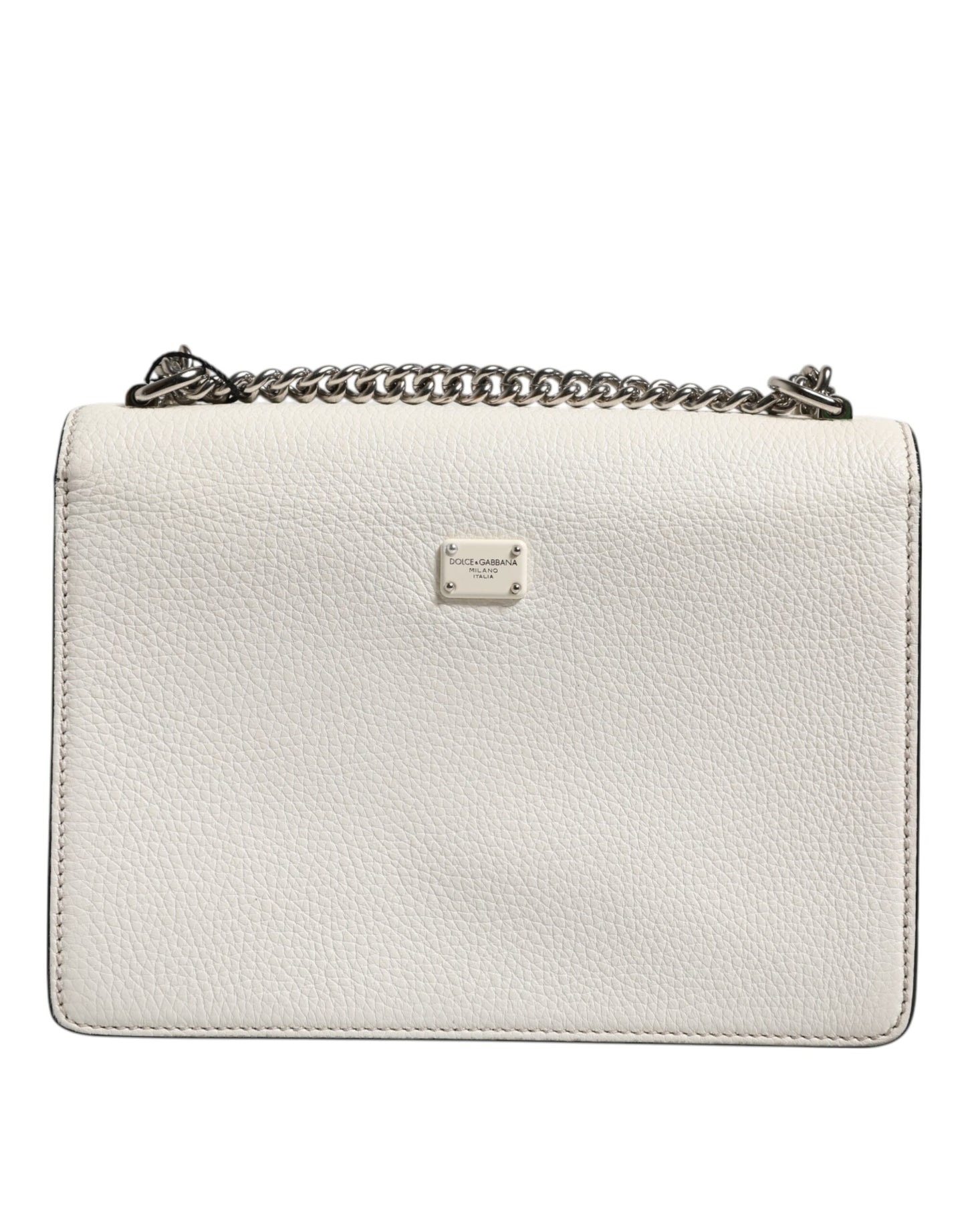 White Rosalia Small Calfskin Chain Shoulder Strap Bag