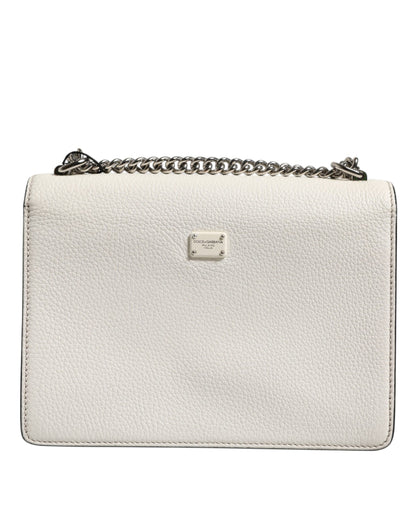 White Rosalia Small Calfskin Chain Shoulder Strap Bag