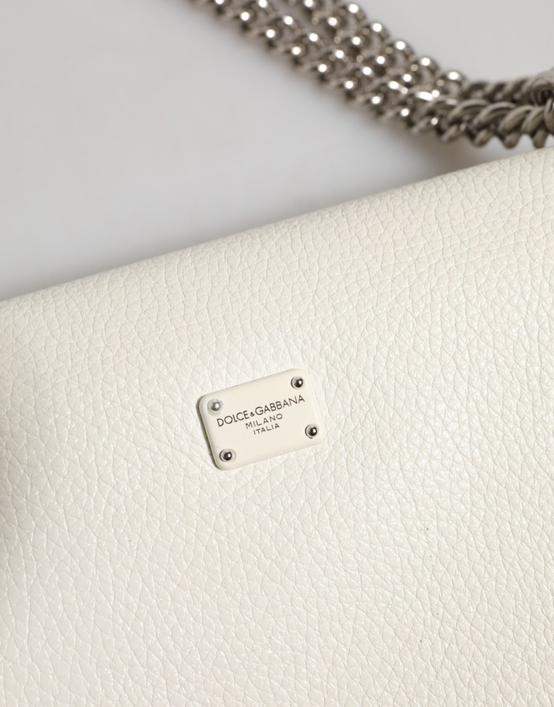 White Rosalia Small Calfskin Chain Shoulder Strap Bag