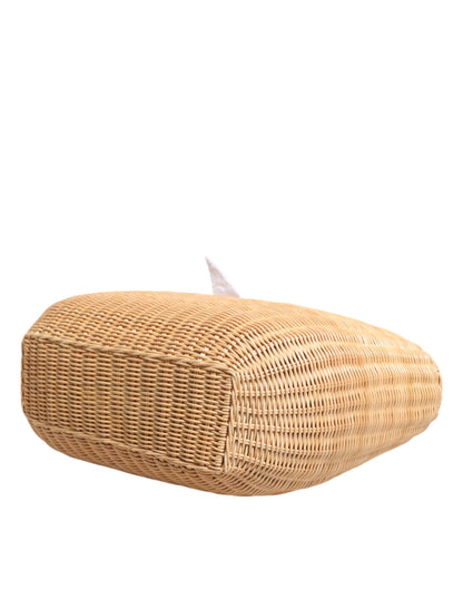 Beige Fiber Vegetable Basket Handbag Tote Bag