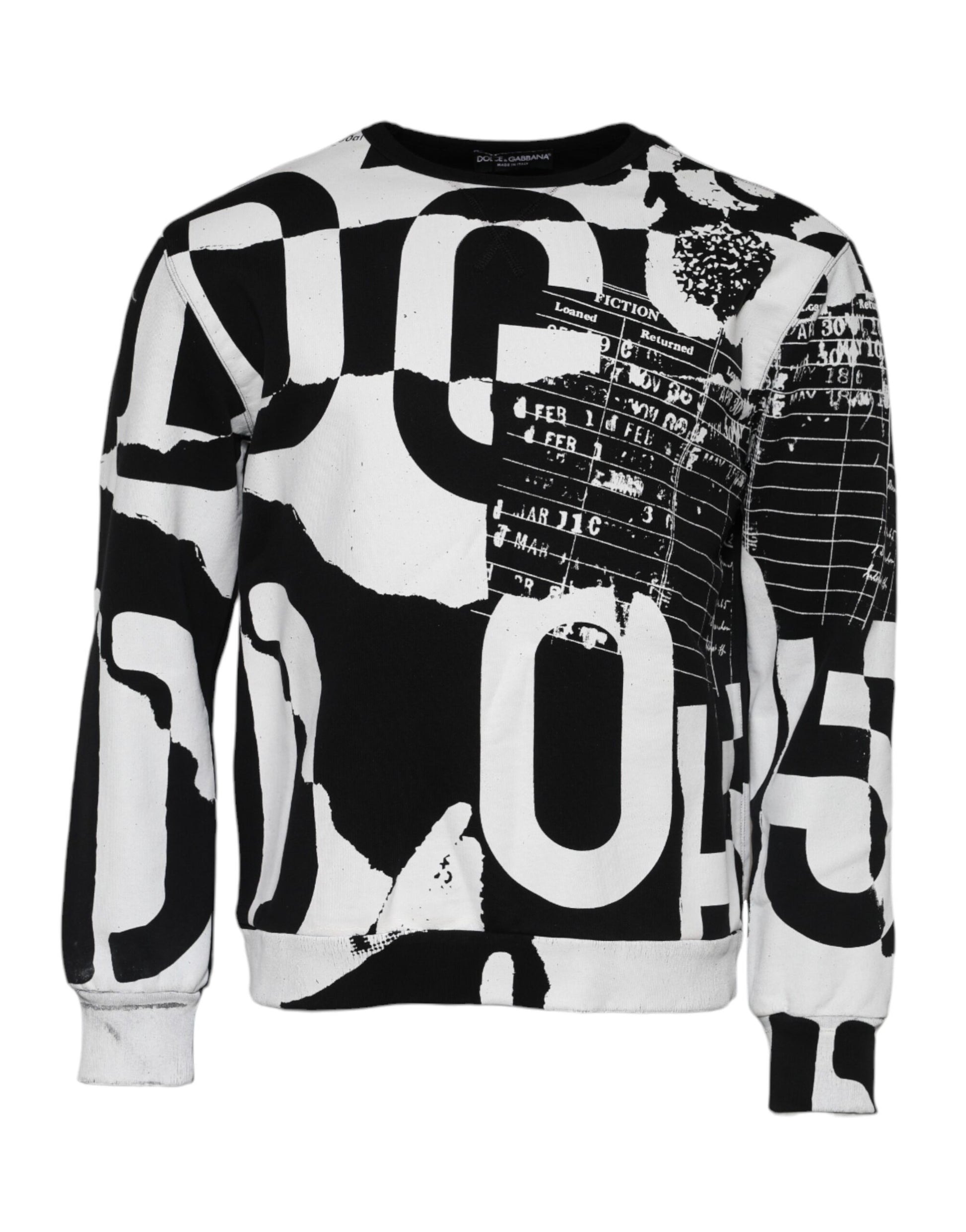 Black White Cotton Logo Pullover Sweater