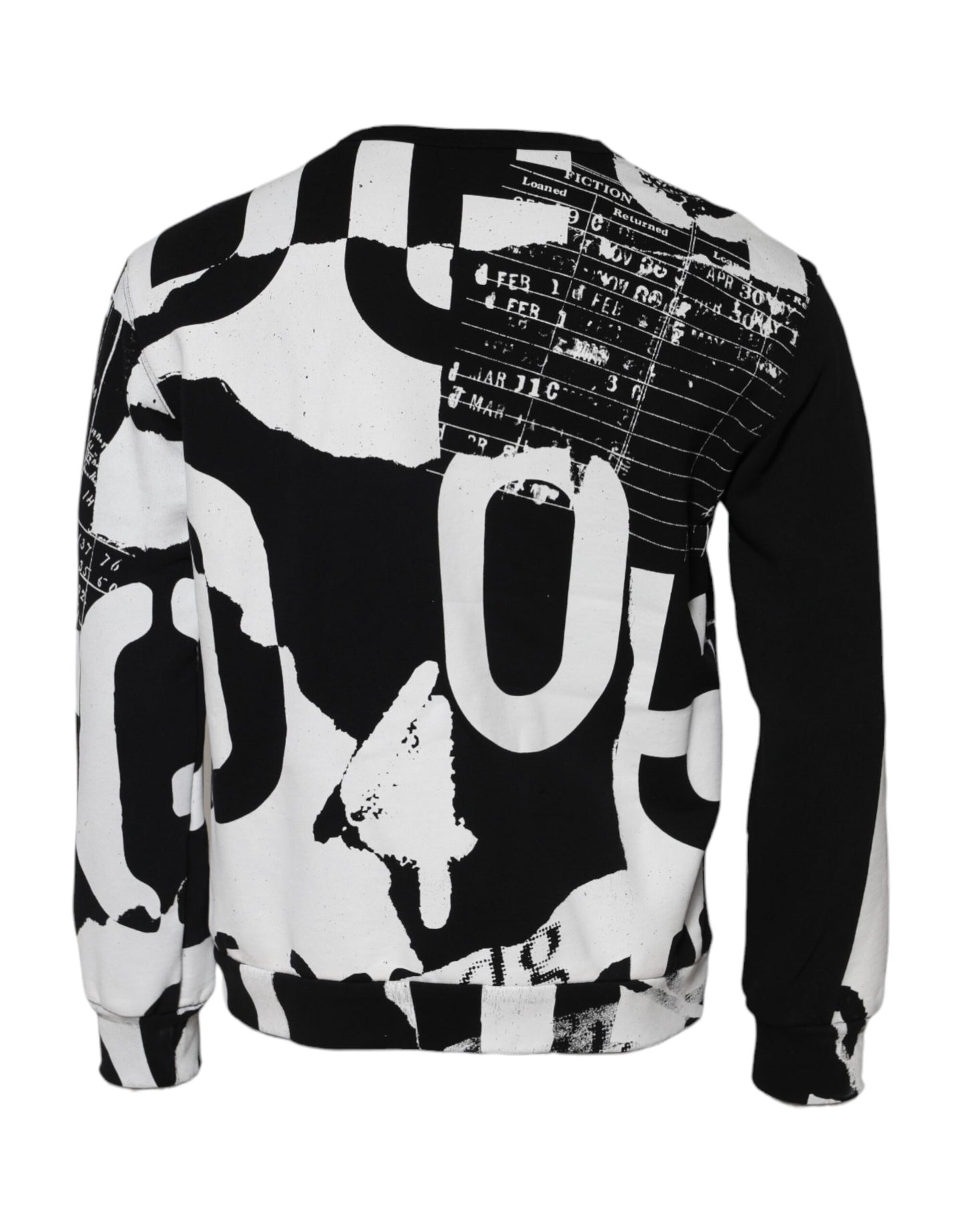Black White Cotton Logo Pullover Sweater