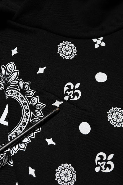 Black Bandana Hooded Men Sweatshirt Sweater