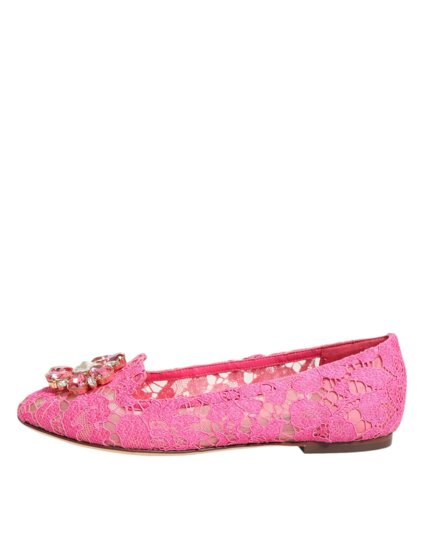 Pink Taormina Lace Crystals Flats Shoes