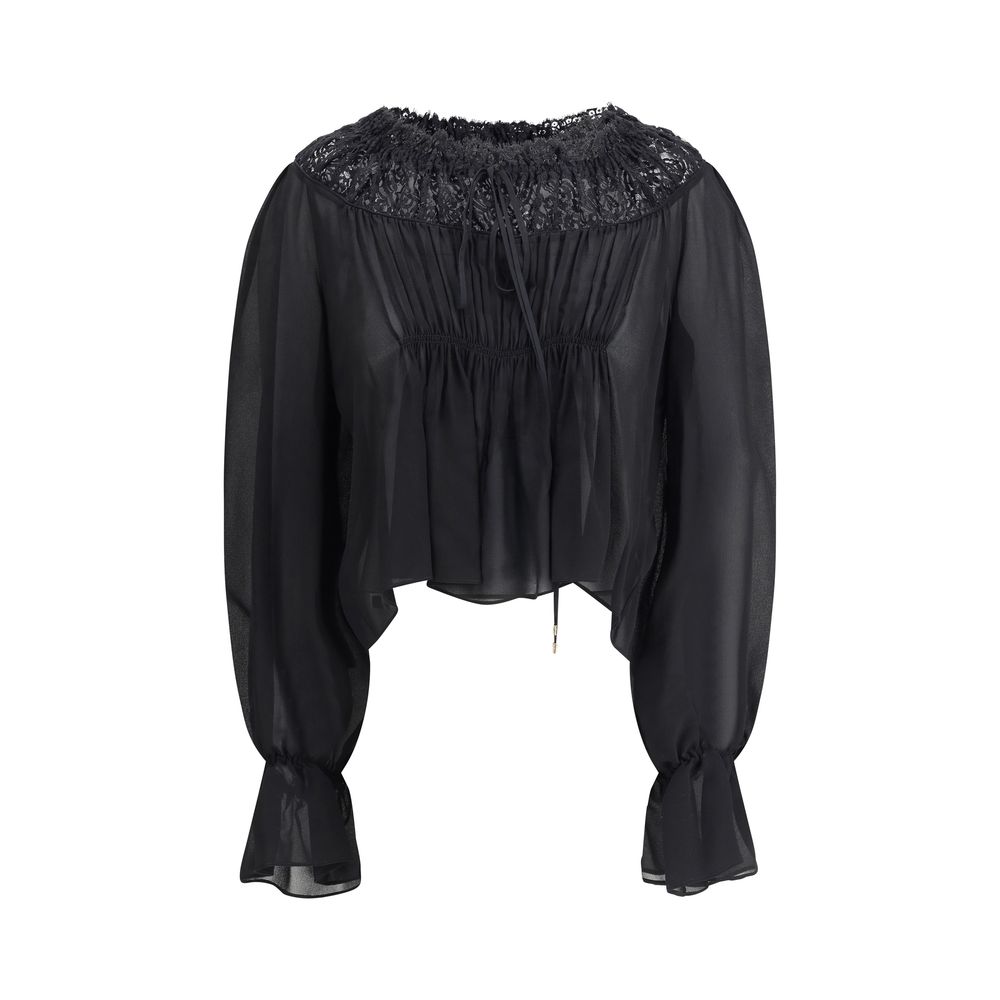 Silk georgette and lace Top