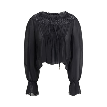 Silk georgette and lace Top