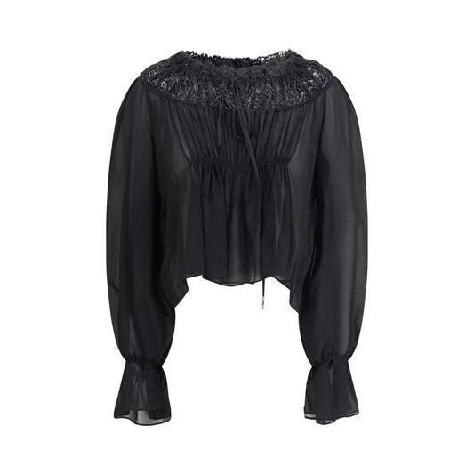 Silk georgette and lace Top