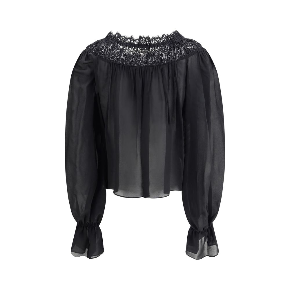 Silk georgette and lace Top