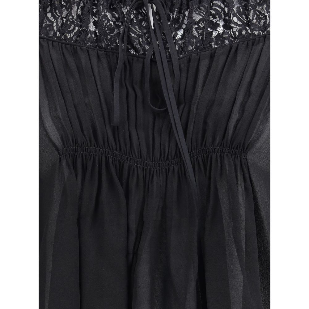 Silk georgette and lace Top