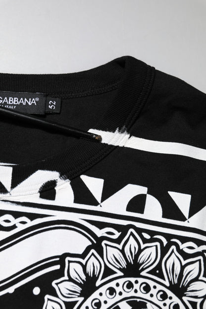 Black Bandana Print Cotton Crew Neck T-shirt