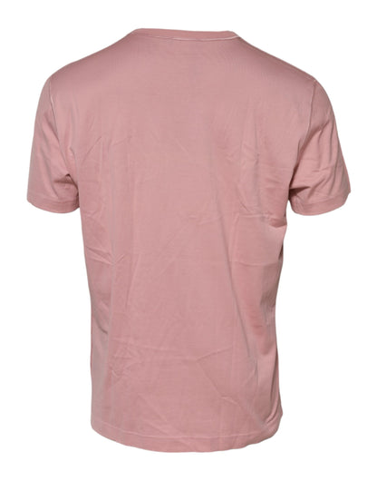 Pink Logo Plaque Cotton Crew Neck T-shirt