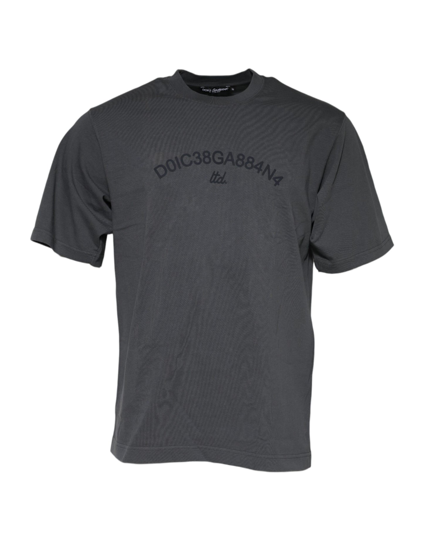 Gray Logo Graphic Cotton Crew Neck T-shirt