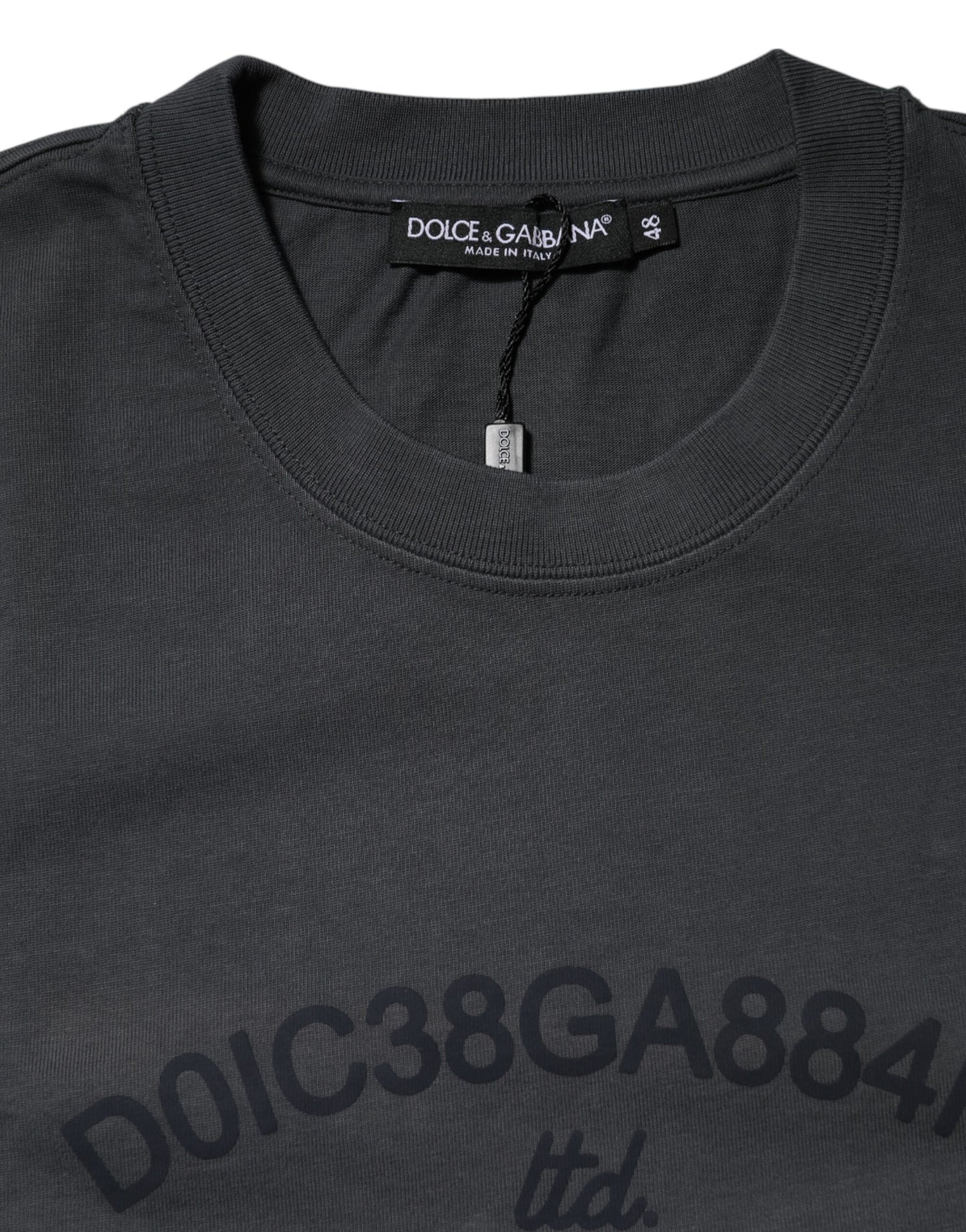 Gray Logo Graphic Cotton Crew Neck T-shirt