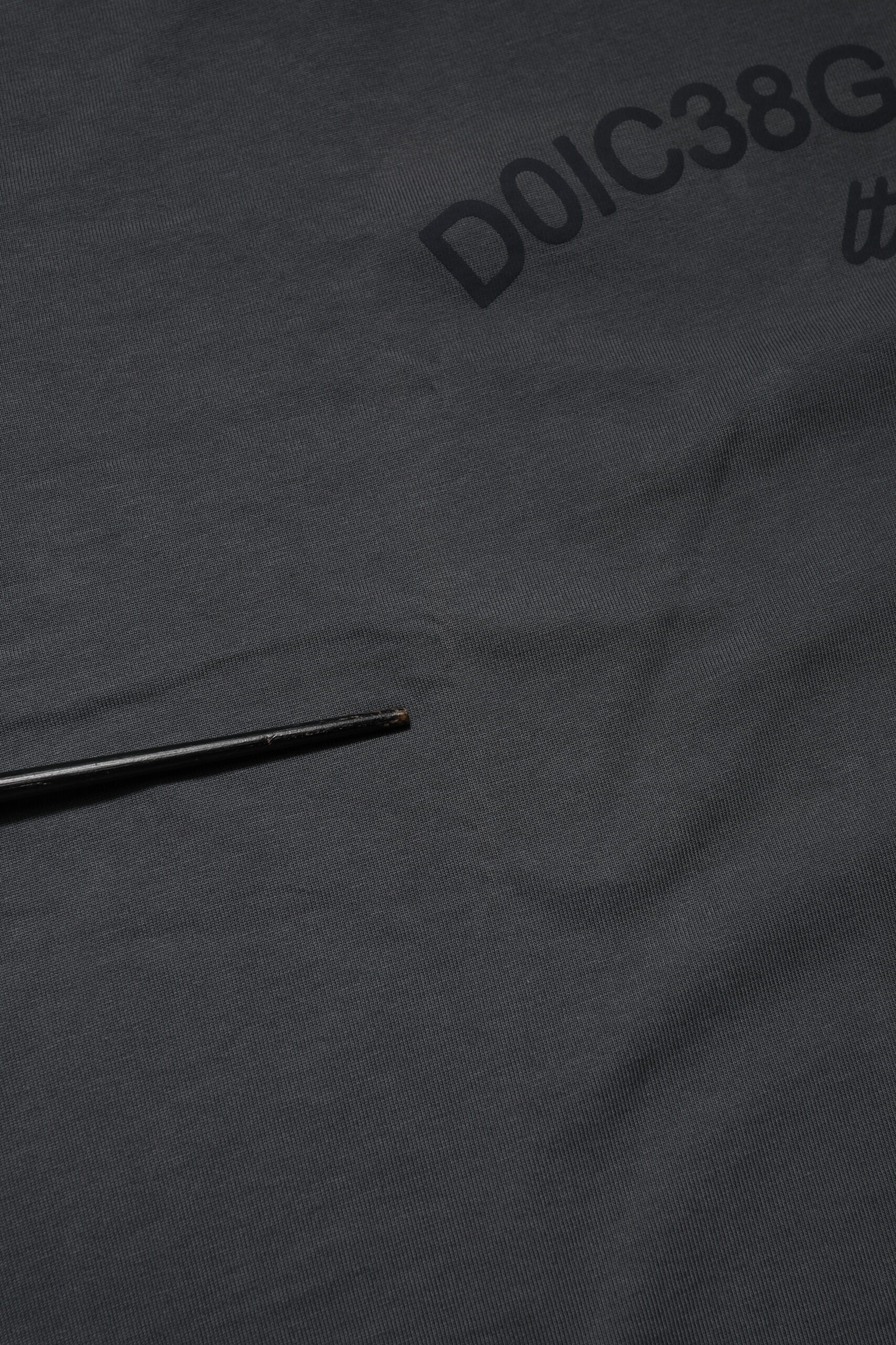 Gray Logo Graphic Cotton Crew Neck T-shirt