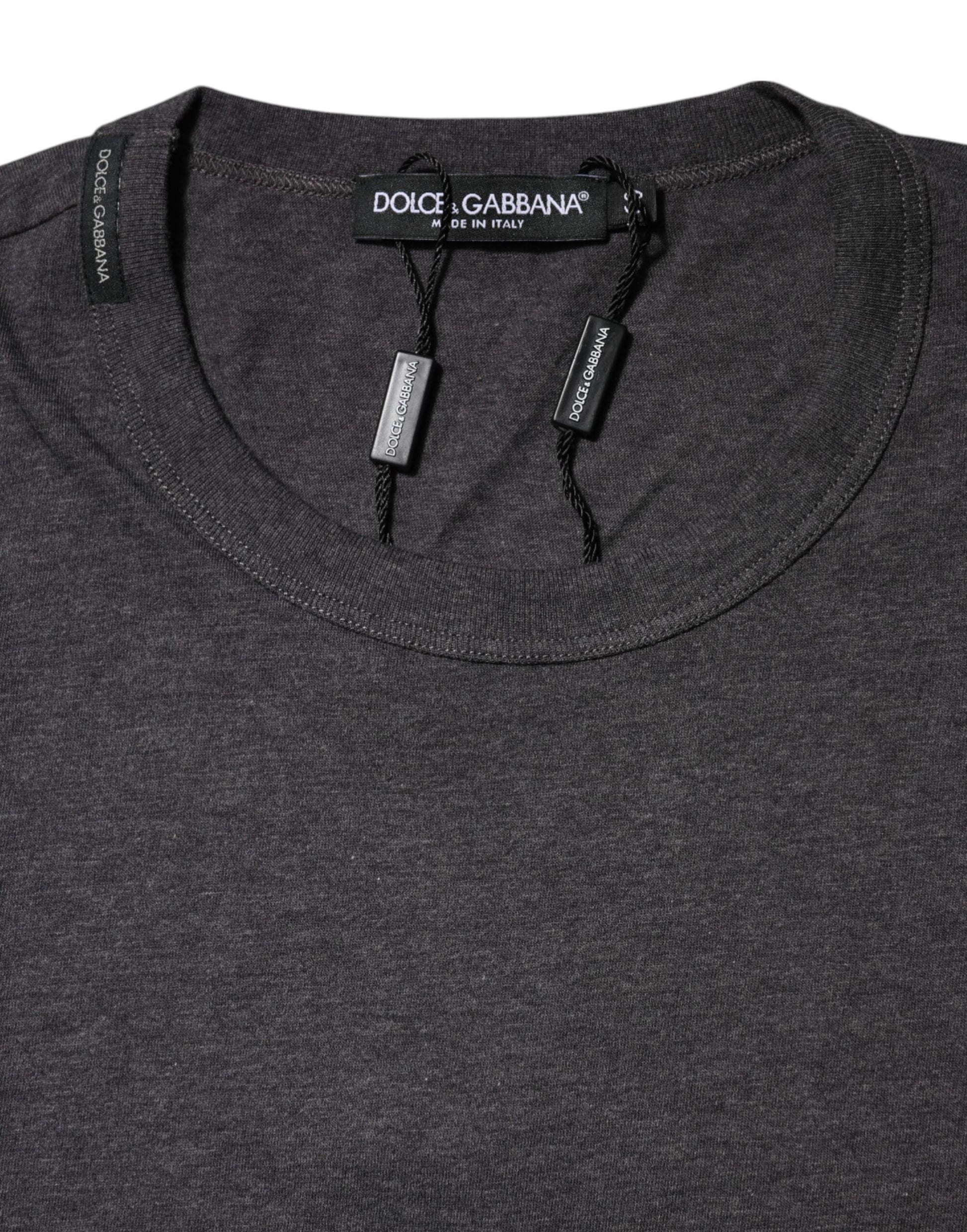 Dark Gray Crew Neck Short Sleeves T-shirt