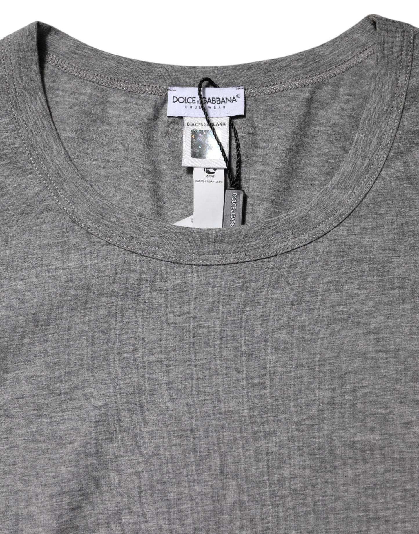Gray Crew Neck Short Sleeves Underwear T-shirt