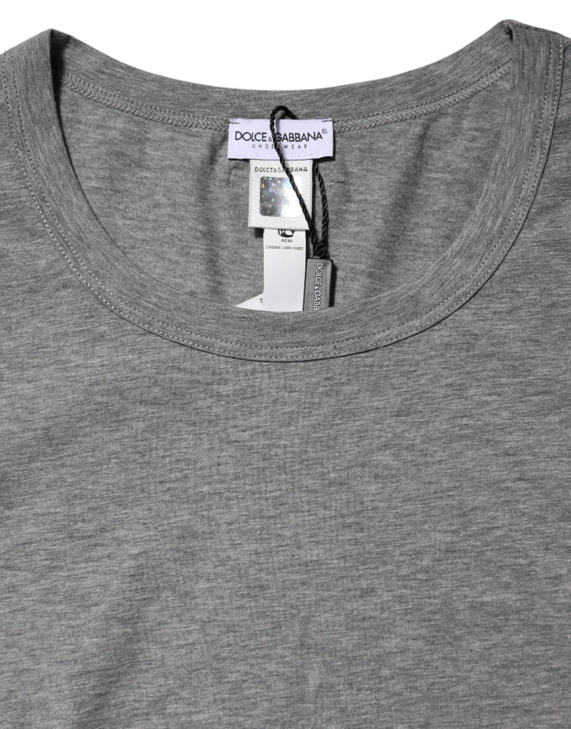 Gray Crew Neck Short Sleeves Underwear T-shirt