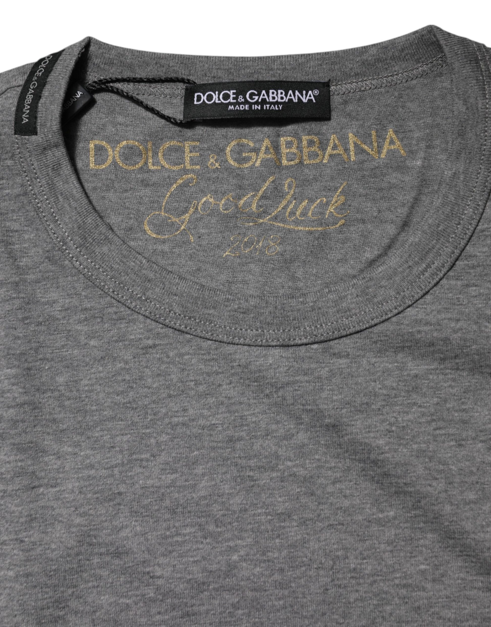Gray Cotton Crew Neck Short Sleeves T-shirt