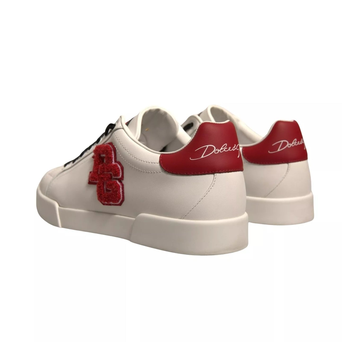 White Leather DG Logo Low Top Sneakers Shoes