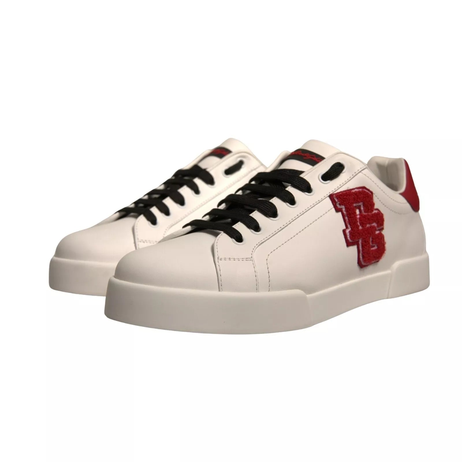 White Leather DG Logo Low Top Sneakers Shoes