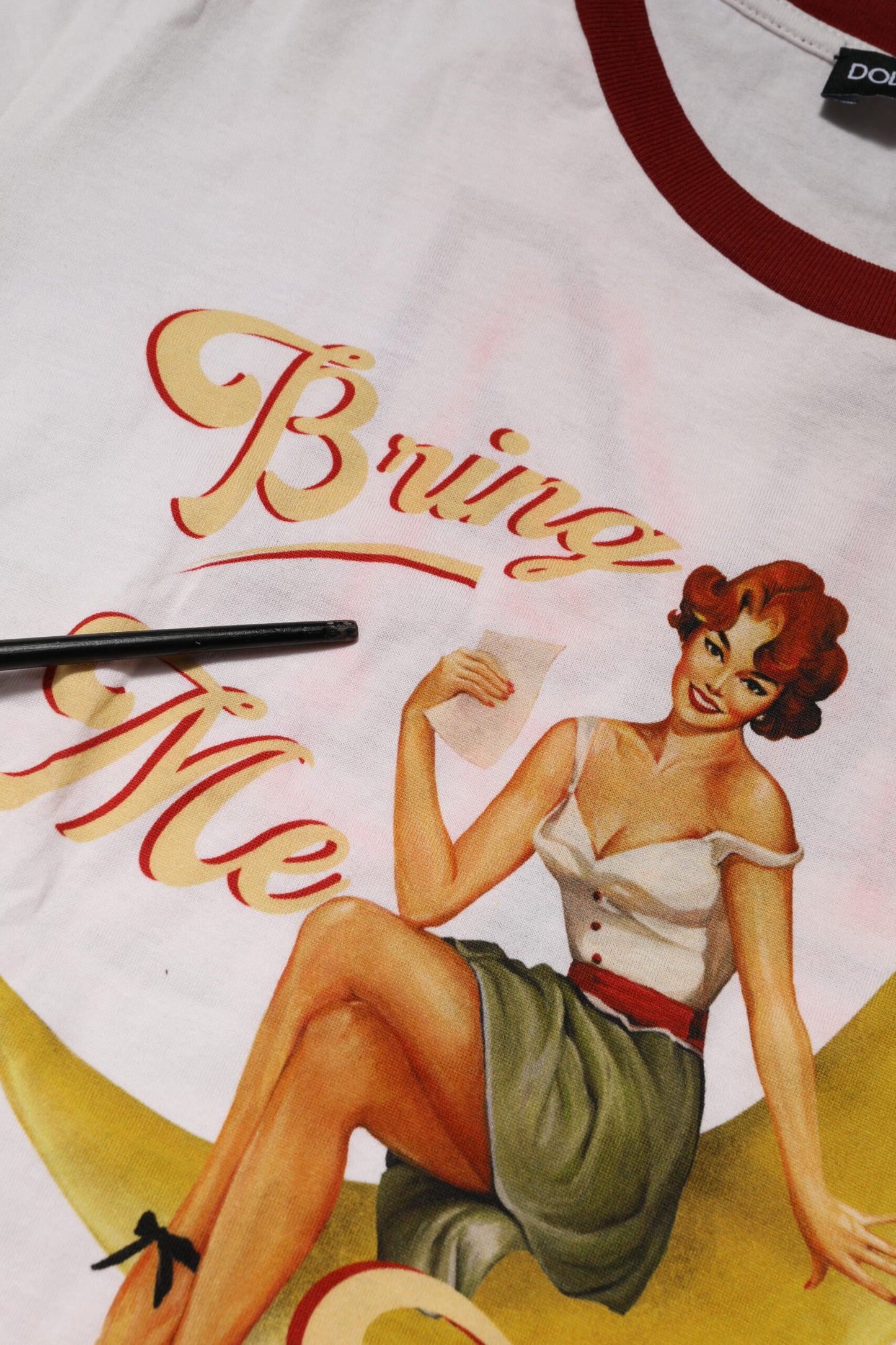 White Bring Me To The Moon Pin Up T-shirt Top