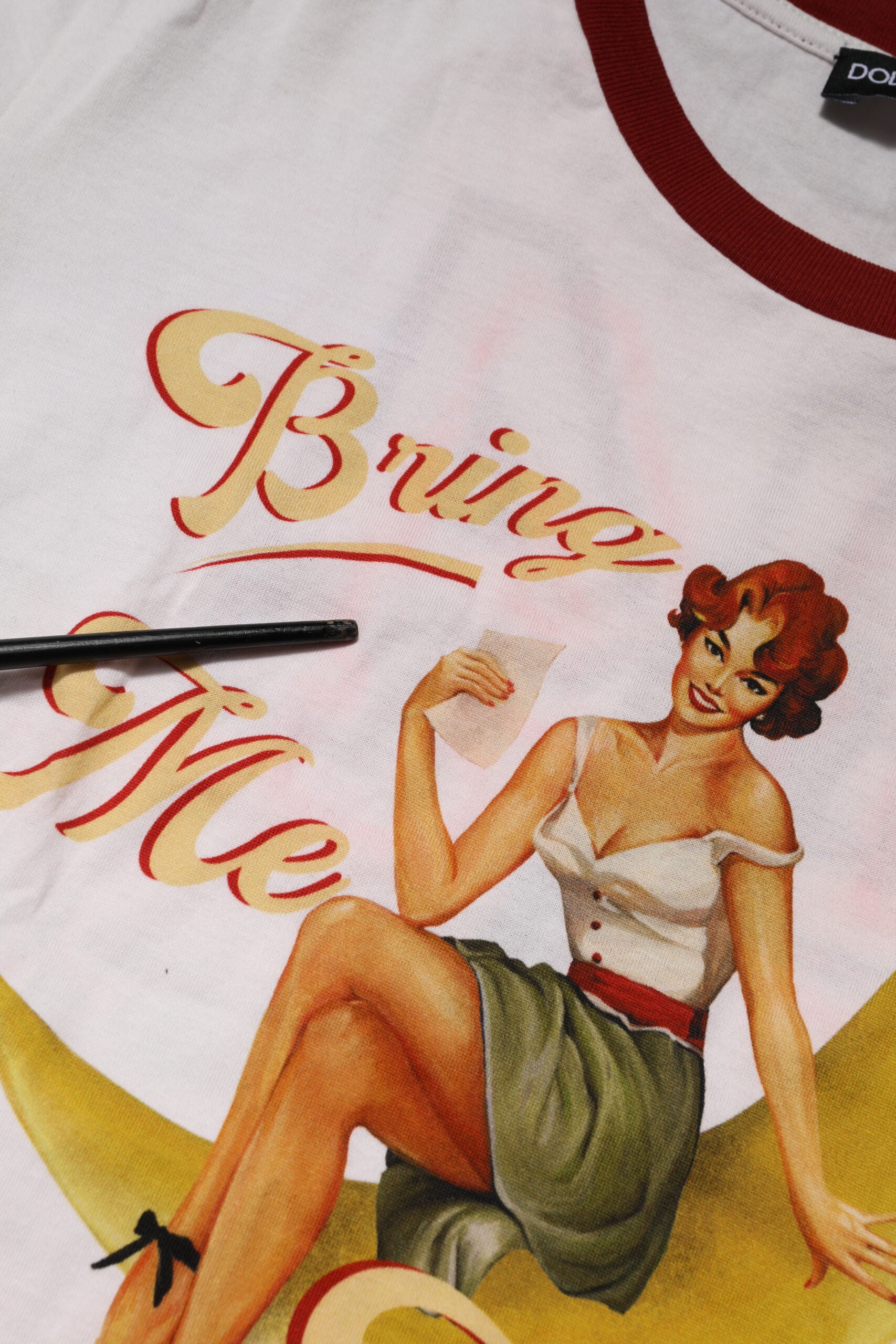White Bring Me To The Moon Pin Up T-shirt Top