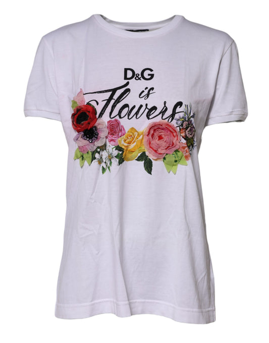White DG Floral Embellishment Top T-shirt
