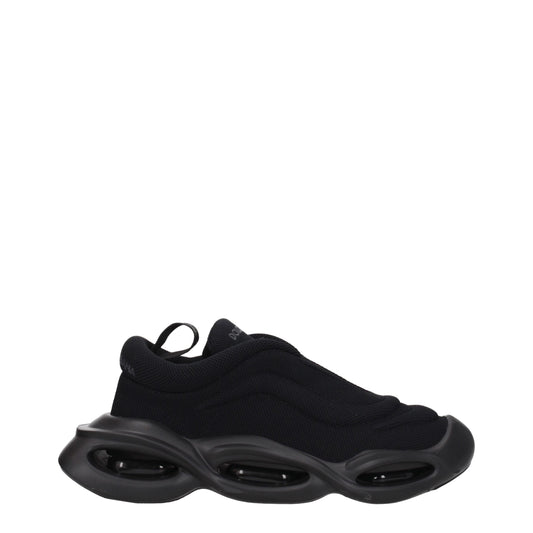 Black Fabric Chunky Sneakers