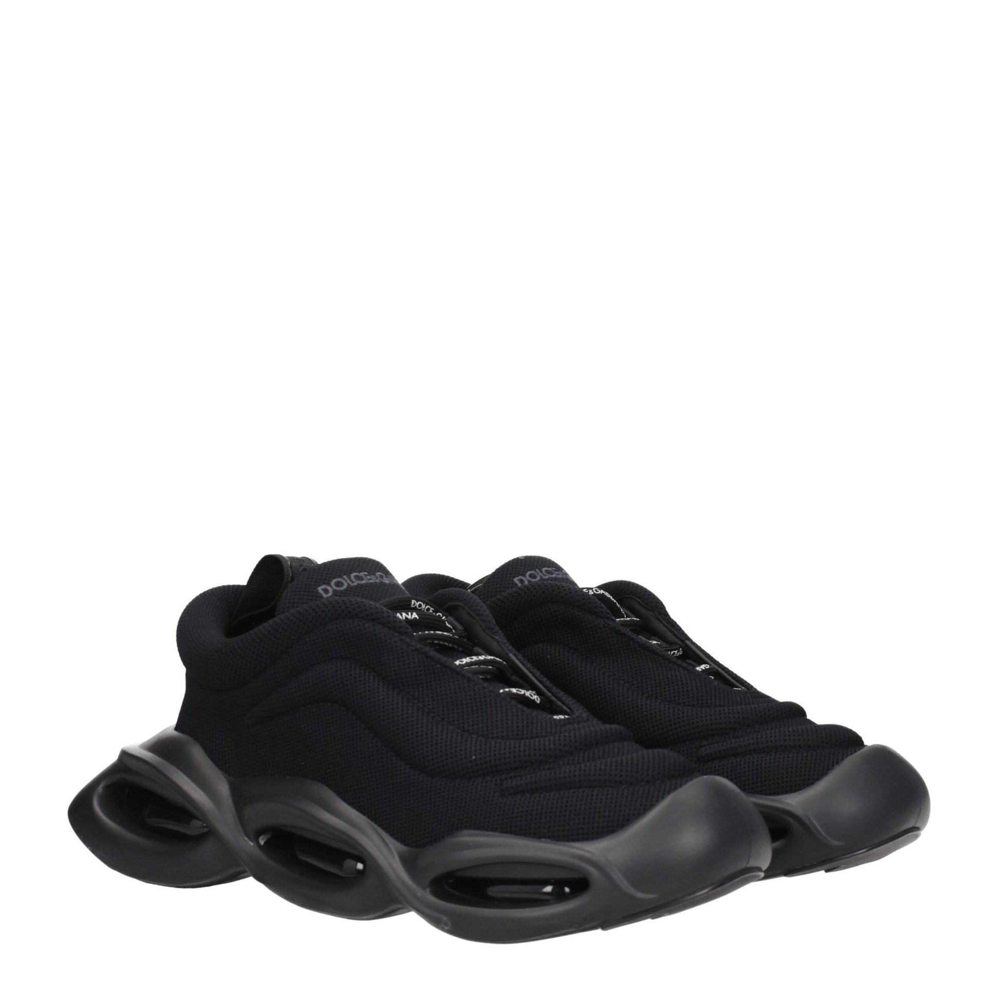 Black Fabric Chunky Sneakers