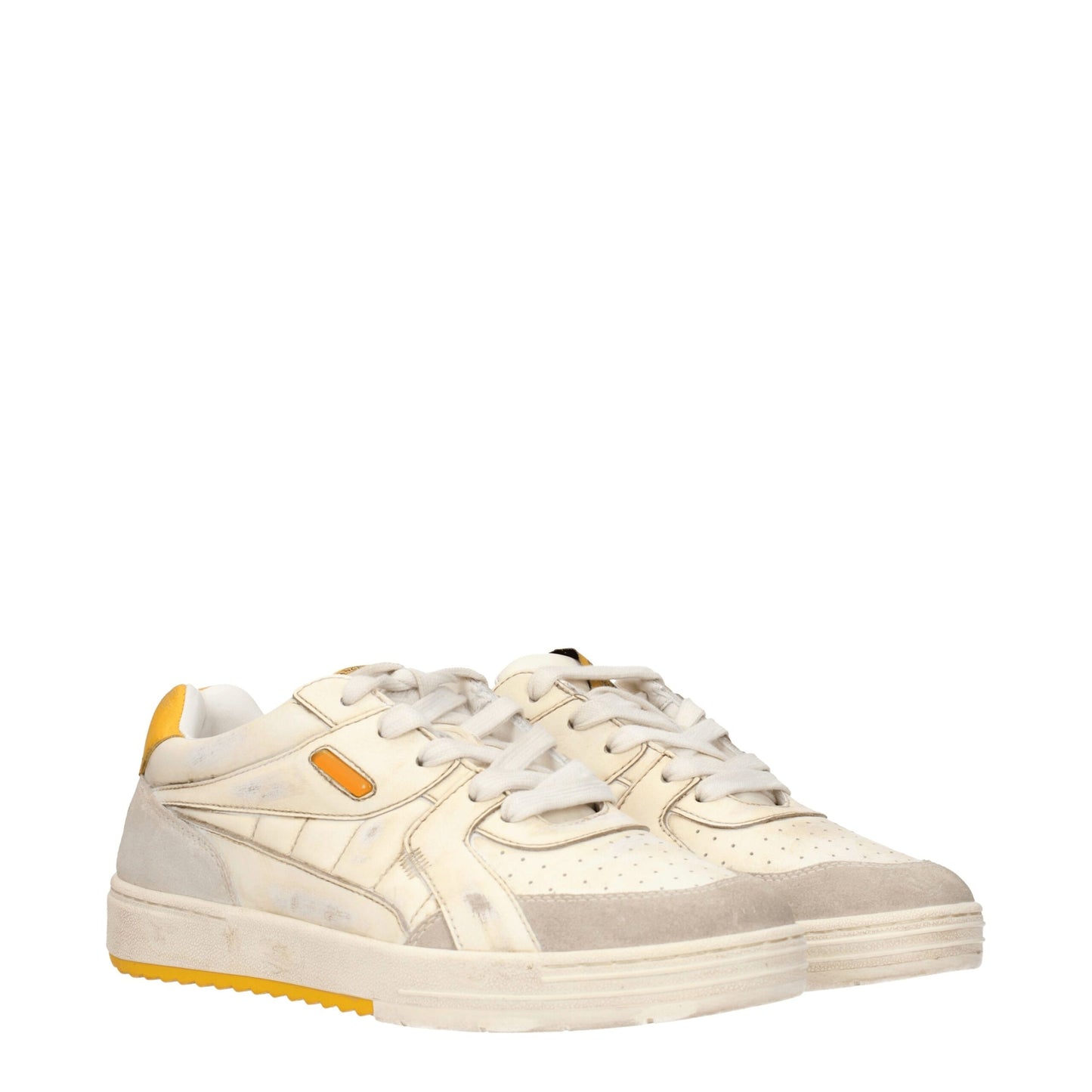 Beige Leather Chunky Sneakers