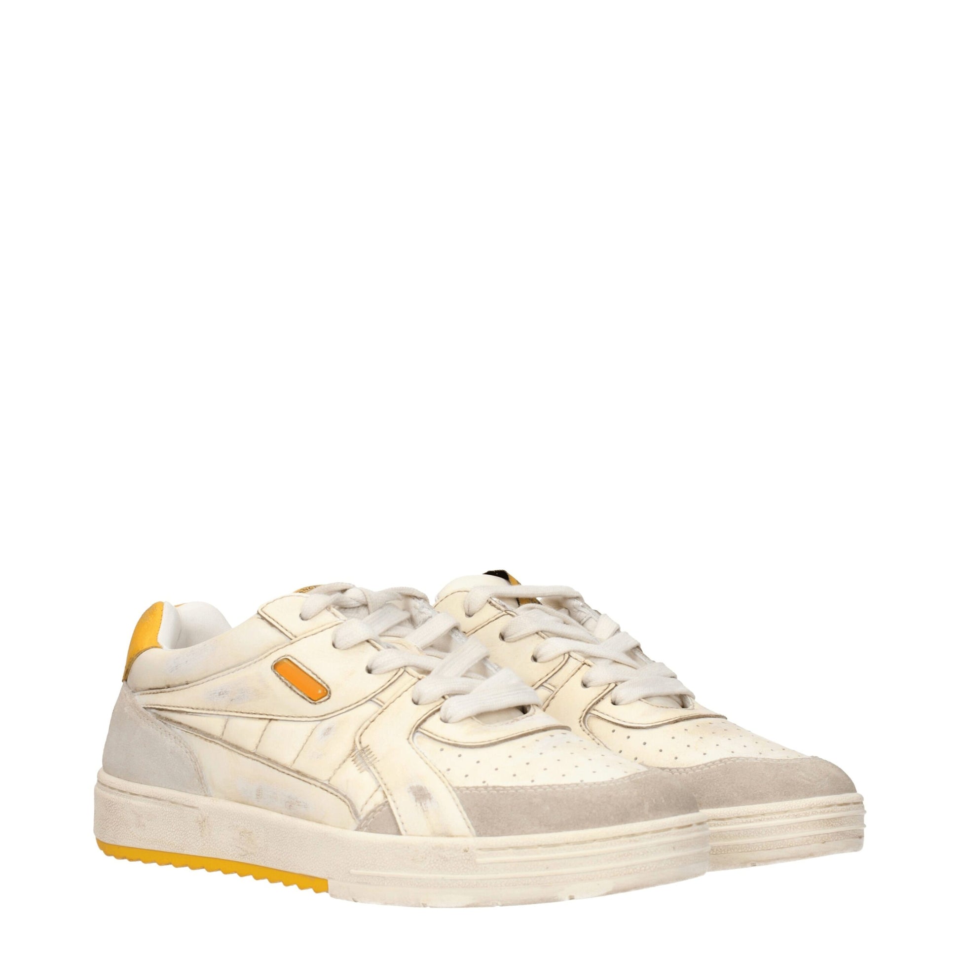 Beige Leather Chunky Sneakers