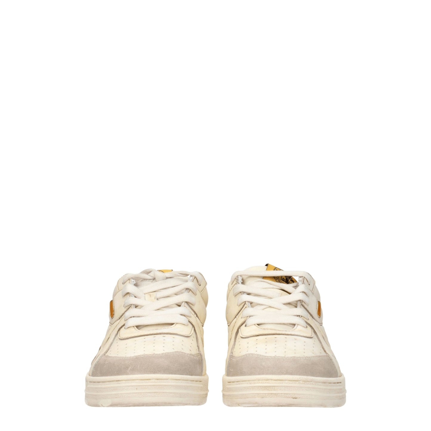 Beige Leather Chunky Sneakers