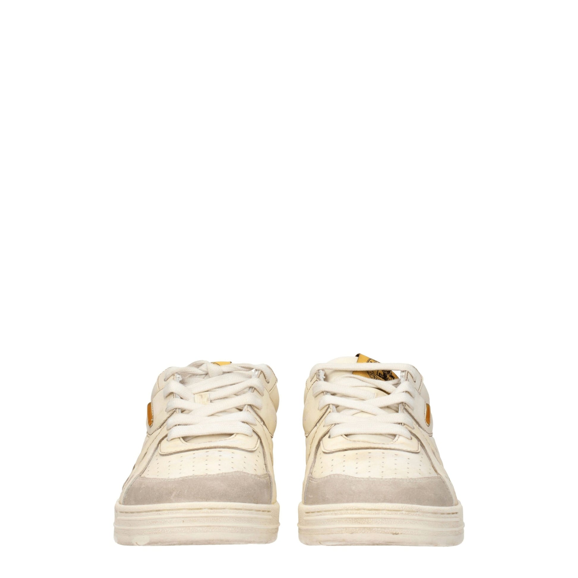 Beige Leather Chunky Sneakers