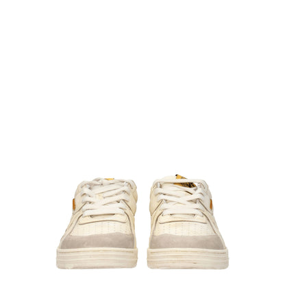 Beige Leather Chunky Sneakers