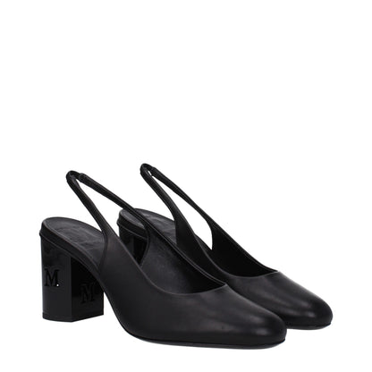 Black Leather High Heel Pumps