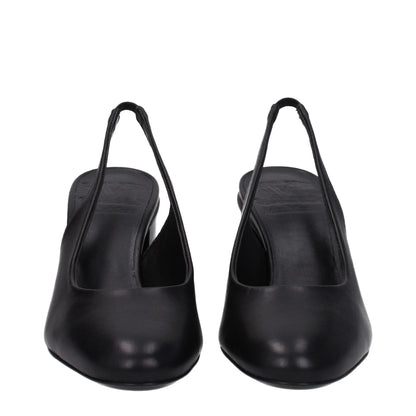 Black Leather High Heel Pumps