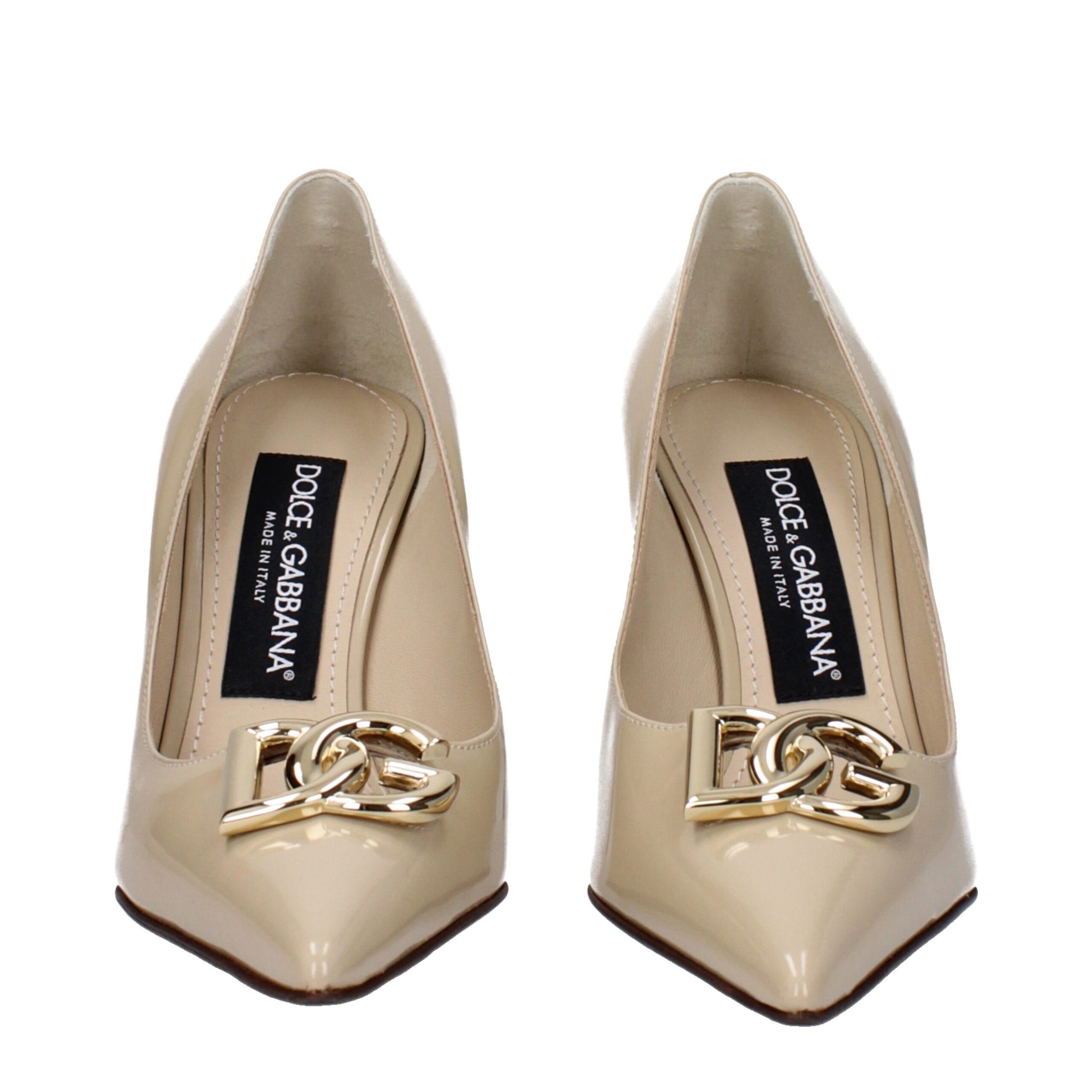Beige Leather High Heel Pumps