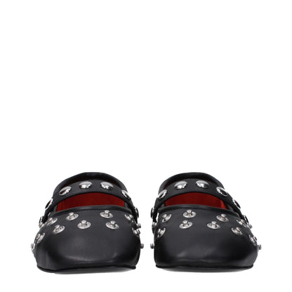 Black Leather Ballet Flats