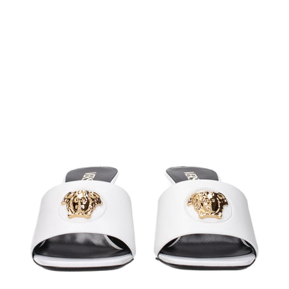 White Leather Stiletto Heels Sandals